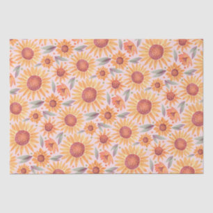 Yellow Sunflowers Blush Pink Watercolor Tissue Paper