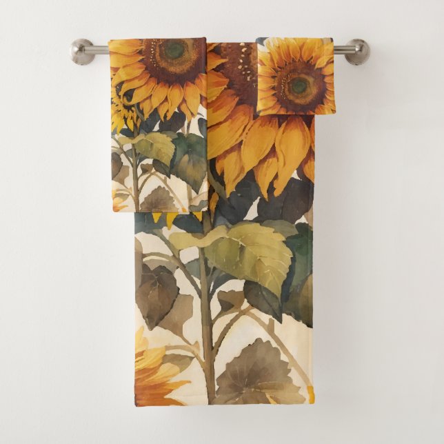 Yellow Sunflowers Bouquet Bath Towel Set (Insitu)