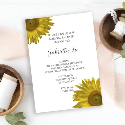 Yellow Sunflower Bridal Shower Invitation