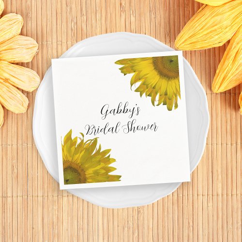 Yellow Sunflowers Bridal Shower Paper Napkins
