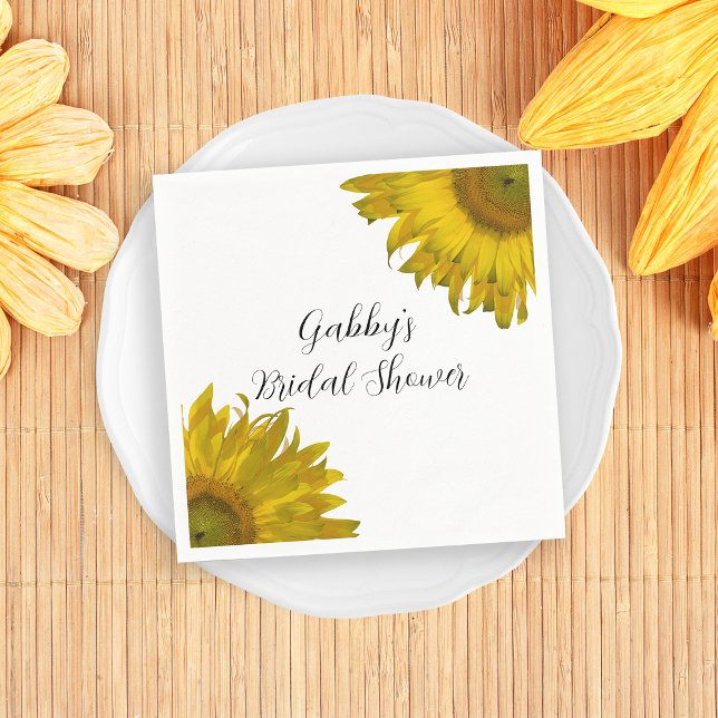 Yellow Sunflowers Bridal Shower Paper Napkins (Creator Uploaded)
