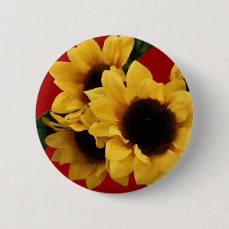 Yellow Sunflowers Burgundy Button