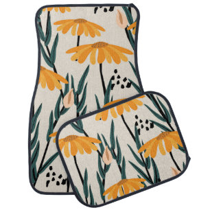 Yellow sunflowers car floor mat