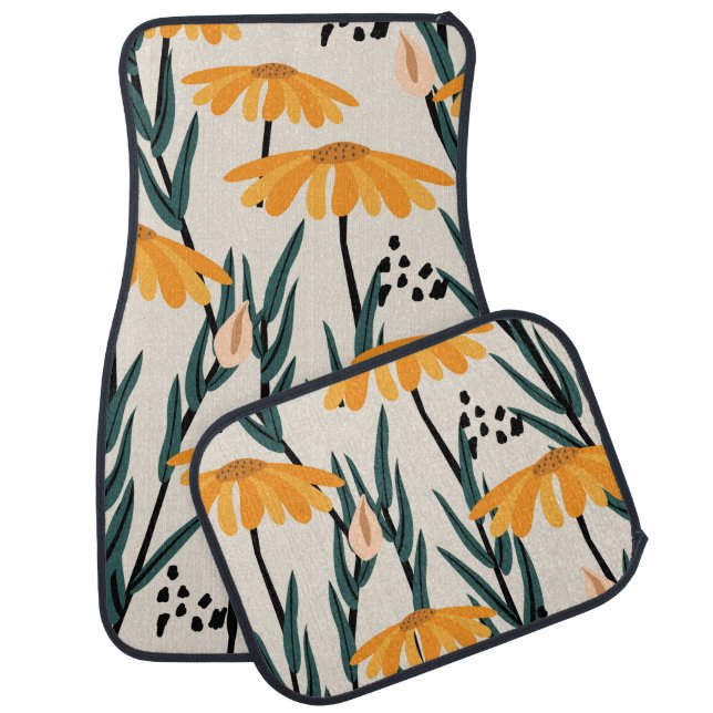 Yellow sunflowers car floor mat (Set)