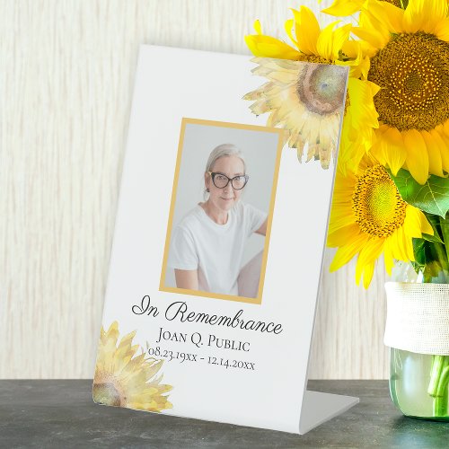 Yellow Sunflowers Celebration of Life Funeral Pedestal Sign