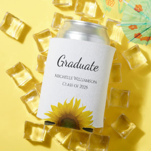 Yellow Sunflowers Class of 2025 Graduation Can Cooler