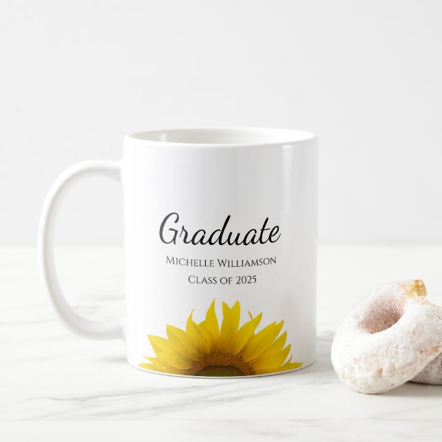 Yellow Sunflowers Class of 2025 Graduation   Coffee Mug (With Donut)