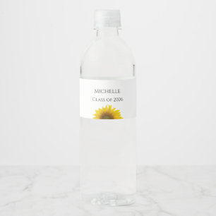 Yellow Sunflowers Class of 2026 Graduation    Water Bottle Label