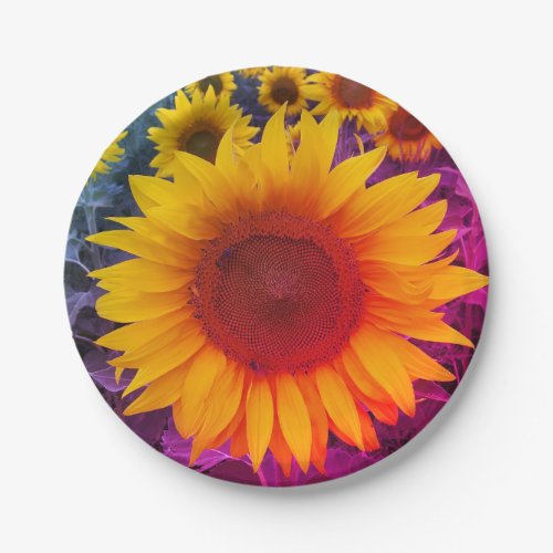 Yellow Sunflowers Colorful Harvest Paper Plate