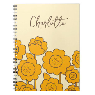 Yellow Sunflowers Customizable Name Notebook