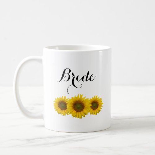 Yellow Sunflowers Elegant Bride Wedding Coffee Mug