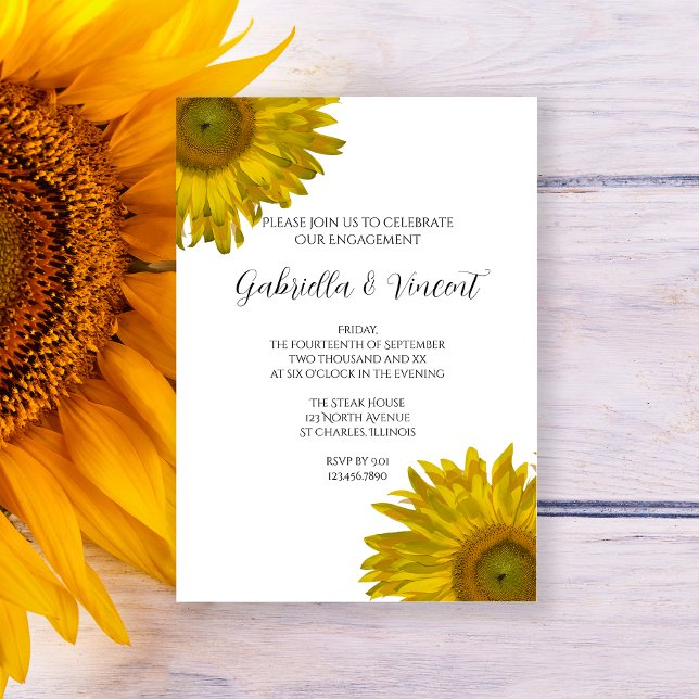 Yellow Sunflowers Engagement Party Invitation (Creator Uploaded)