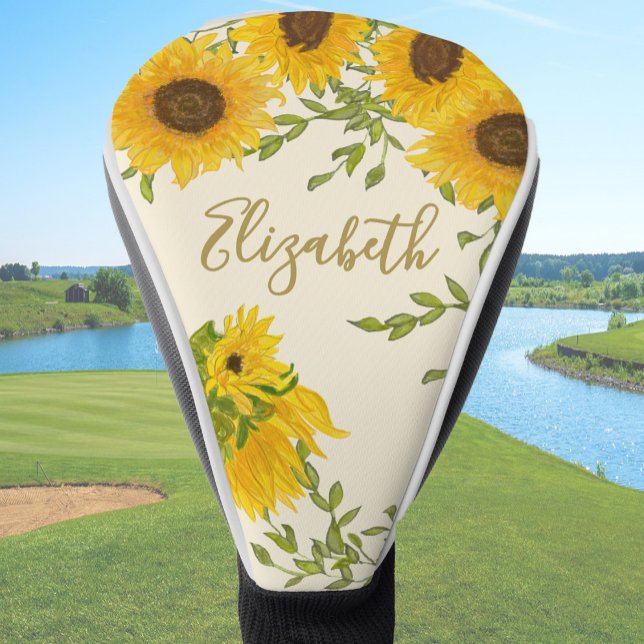 Yellow Sunflowers Floral custom name ladies  Golf Head Cover (Creator Uploaded)