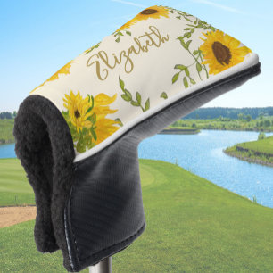 Yellow Sunflowers Floral custom name ladies  Golf Head Cover