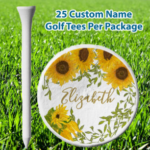 Yellow Sunflowers Floral custom name ladies Golf Tees
