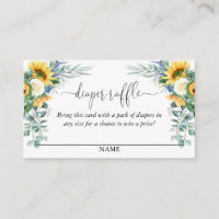 Yellow Sunflowers Floral Diaper Raffle Script Text