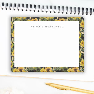Yellow Sunflowers Floral Pattern Add Your Name Post-it Notes