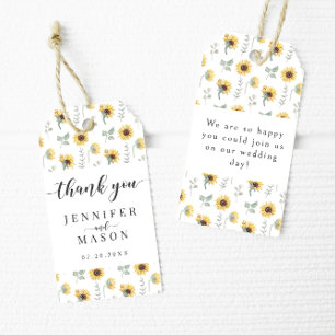 Yellow Sunflowers Floral Wedding Thank You Tags