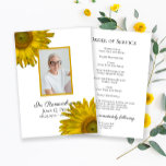 Yellow Sunflowers Funeral Memorial Service Program