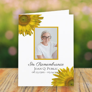 Yellow Sunflowers Funeral Sympathy Letterpress Thank You Card