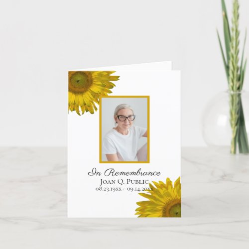 Yellow Sunflowers Funeral Sympathy Thank You Card