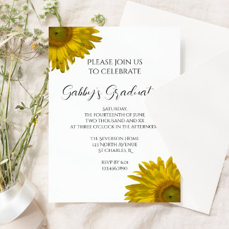 Yellow Sunflowers Graduation Party Invitation
