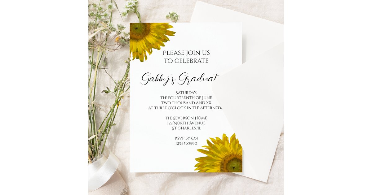 Yellow Sunflowers Graduation Party Invitation | Zazzle