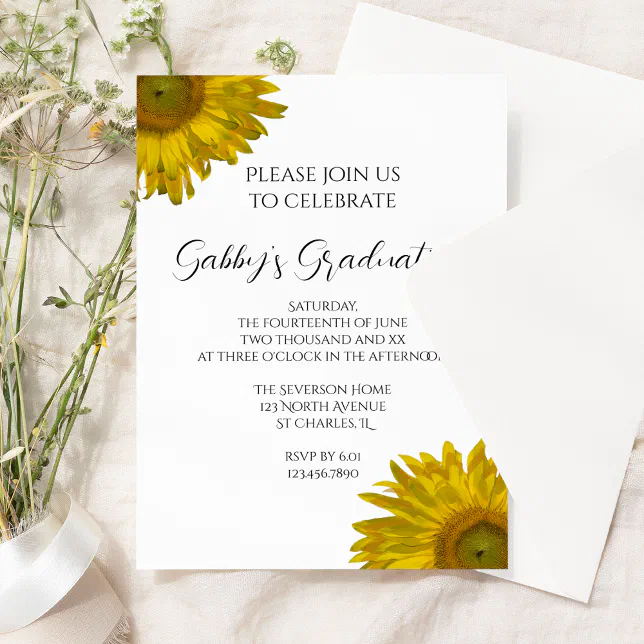 Yellow Sunflowers Graduation Party Invitation | Zazzle