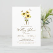 Yellow Sunflowers in a Mason Jar Wedding Shower Invitation (Standing Front)