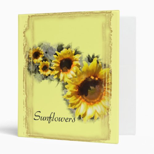 Yellow Sunflowers in a Row Binder
