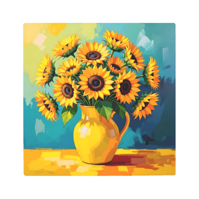 Yellow Sunflowers  in a Yellow Vase Metal Print (Front)