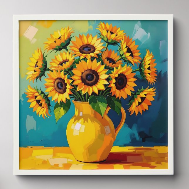Yellow Sunflowers  in a Yellow Vase Peel And Stick Photo Tile (Front Set)