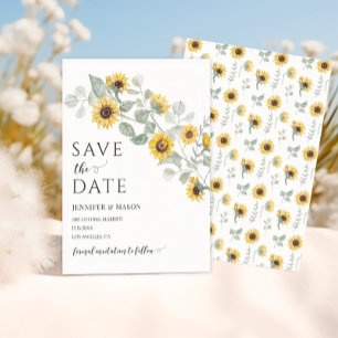 Yellow Sunflowers in Bloom Fall Save The Date Invitation