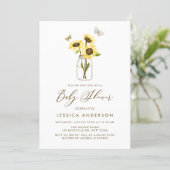 Yellow Sunflowers in Mason Jar Baby Shower Invitation (Standing Front)