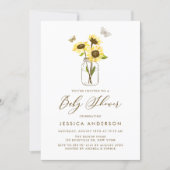 Yellow Sunflowers in Mason Jar Baby Shower Invitation (Front)