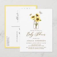 Yellow Sunflowers in Mason Jar Baby Shower