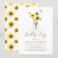 Yellow Sunflowers in Mason Jar Birthday Party