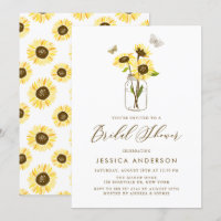 Yellow Sunflowers in Mason Jar Bridal Shower