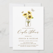 Yellow Sunflowers in Mason Jar Couples Shower Invitation (Front)