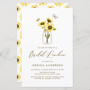 Yellow Sunflowers Jar Bridal Luncheon Invitation