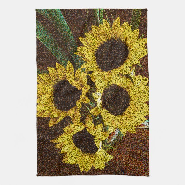 Yellow Sunflowers Kitchen Towel (Vertical)