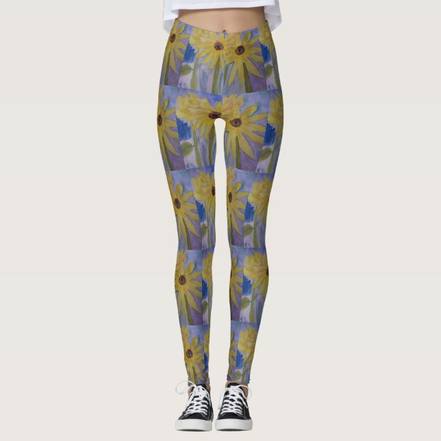Yellow Sunflowers Leggings (Front)