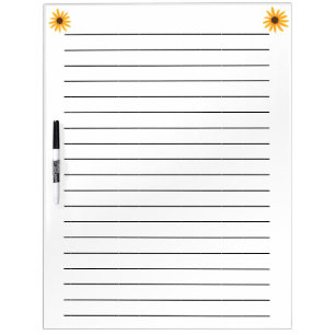 Yellow Sunflowers Lined Dry Erase Board