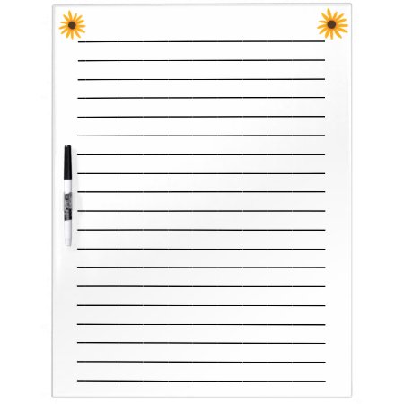 Yellow Sunflowers Lined Dry Erase Board
