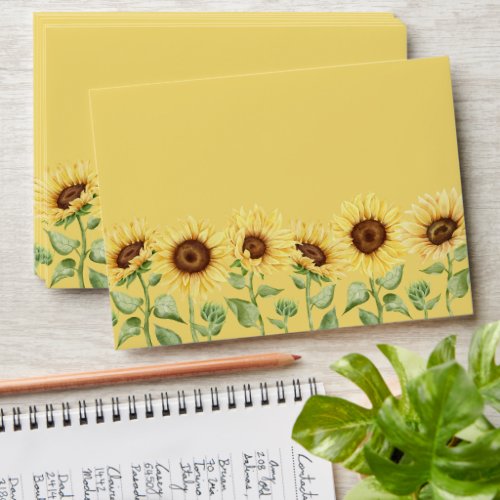 Yellow Sunflowers Modern Barn Wedding Envelope