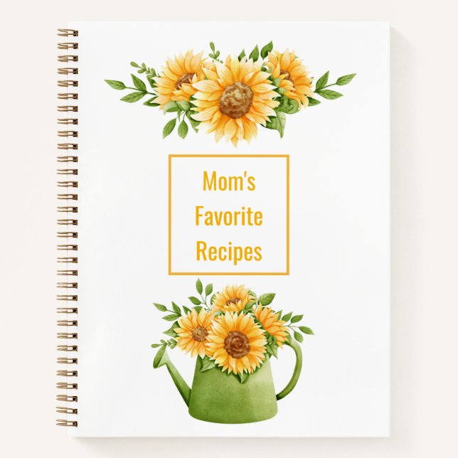 Yellow Sunflowers Mom's Favorite Recipes Notebook (Front)