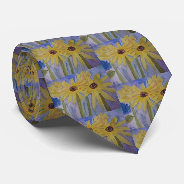 Yellow Sunflowers Neck Tie (Rolled)