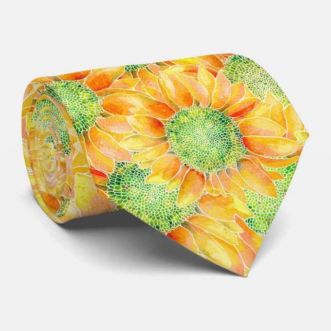 Yellow Sunflowers Neck Tie (Rolled)
