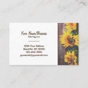 Yellow Sunflowers on Barn Wood Rustic Country Business Card
