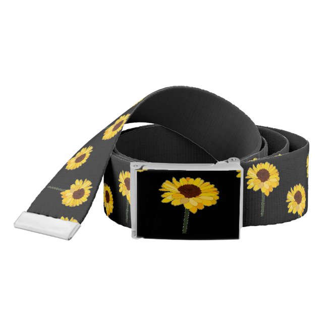 Yellow sunflowers on black belt (Snake)